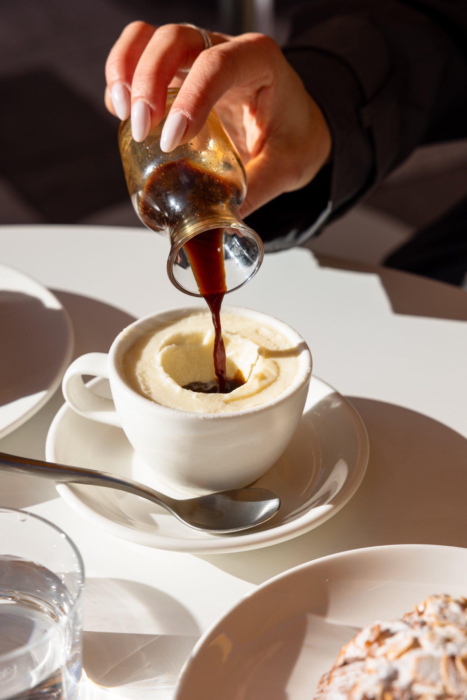 Affogato being poured at The Observatory
