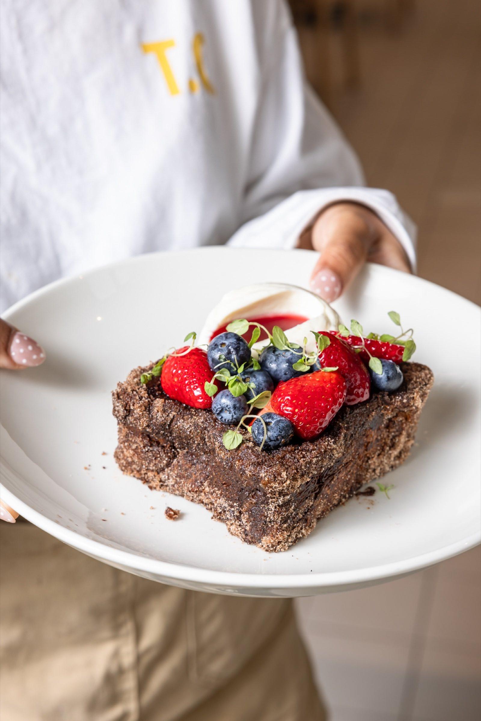 French toast with berries being served at The Observatory